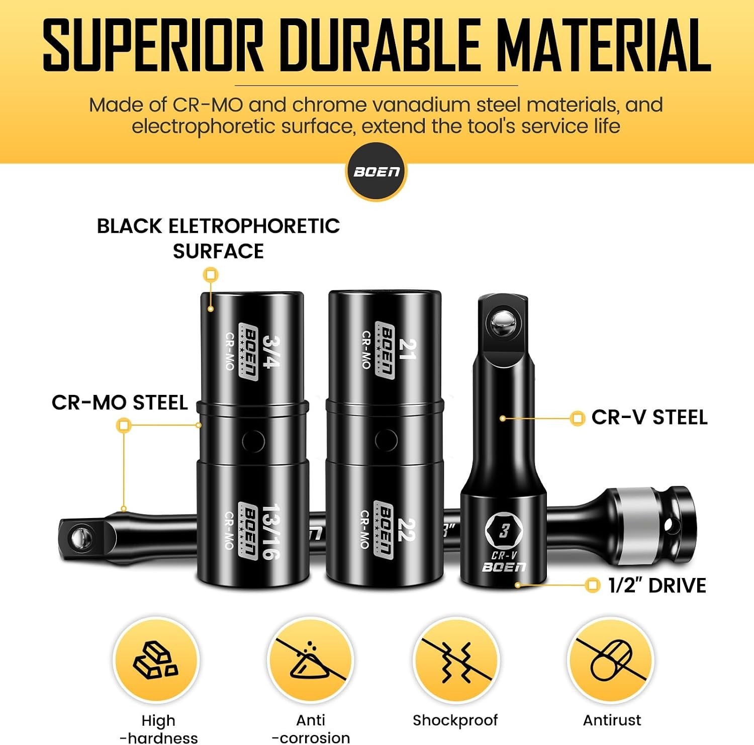 Precision 8-Inch Torque Limiting Extension Bar & Flip Socket Set – Cr-Mo 9PCS