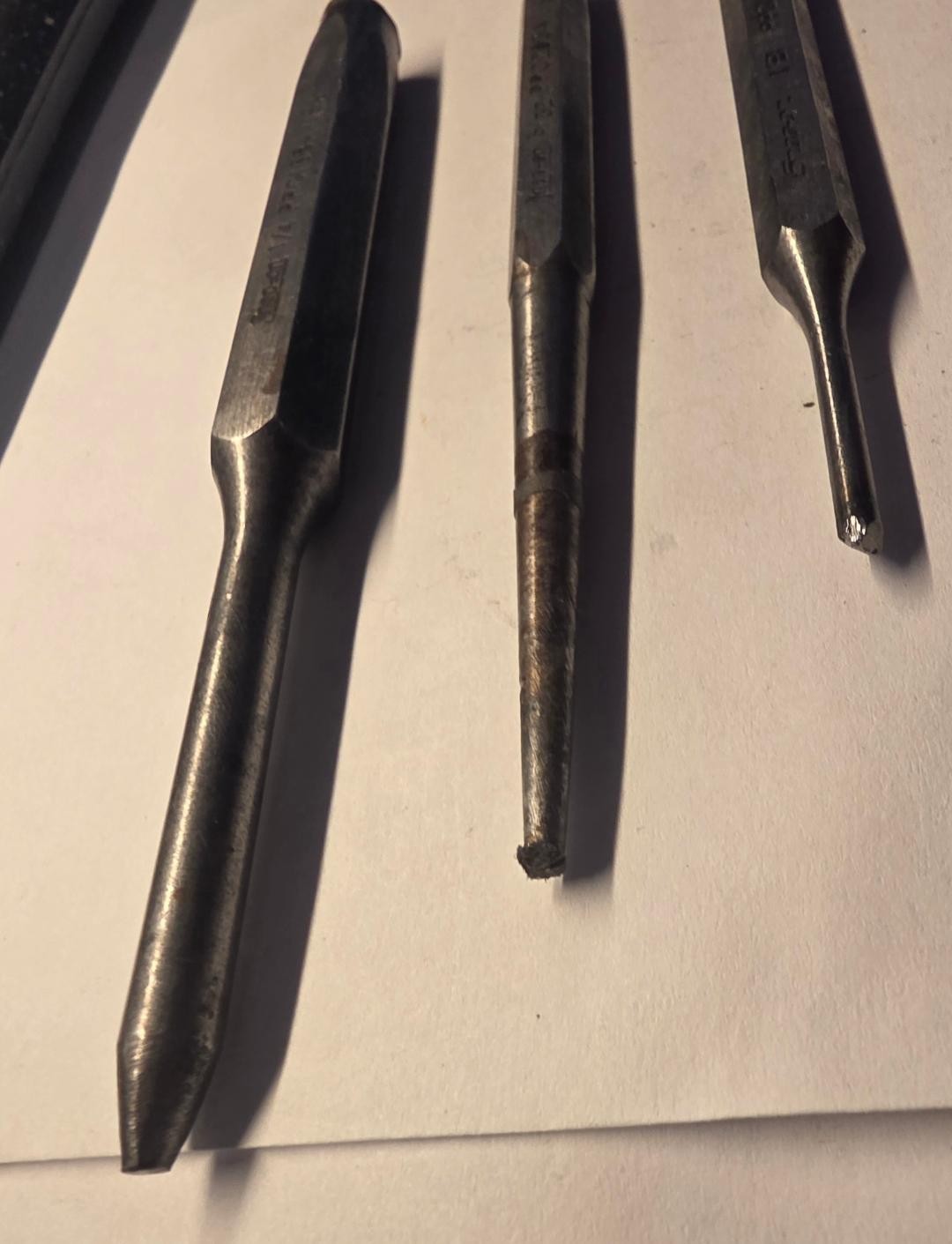 Snap On 1/8″ PPC104A, 3/32″ PPC203A, 1/4″ PPC108A Pin Punches (Set of 3)