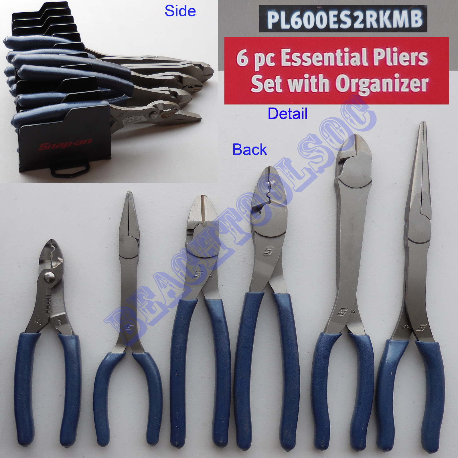 New Snap On Blue Essential Pliers 6 Pcs Set & Black Organizer – PL600ES2RKMB