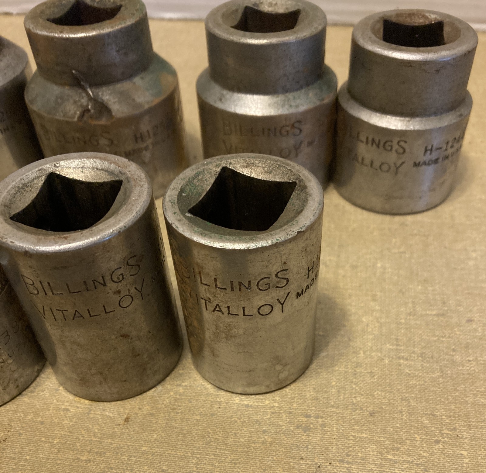 Vintage Billings Vitalloy 3/4″ Drive 10 Piece Socket Set w/Extension