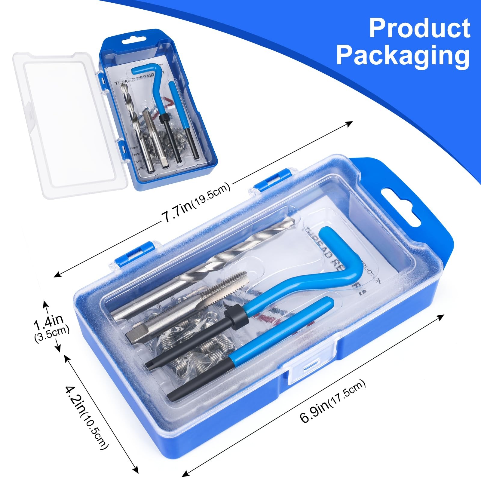 JMMRRR 30PC SAE Helicoil Thread Repair Kit 5/16-18 SAE, Inch, blue