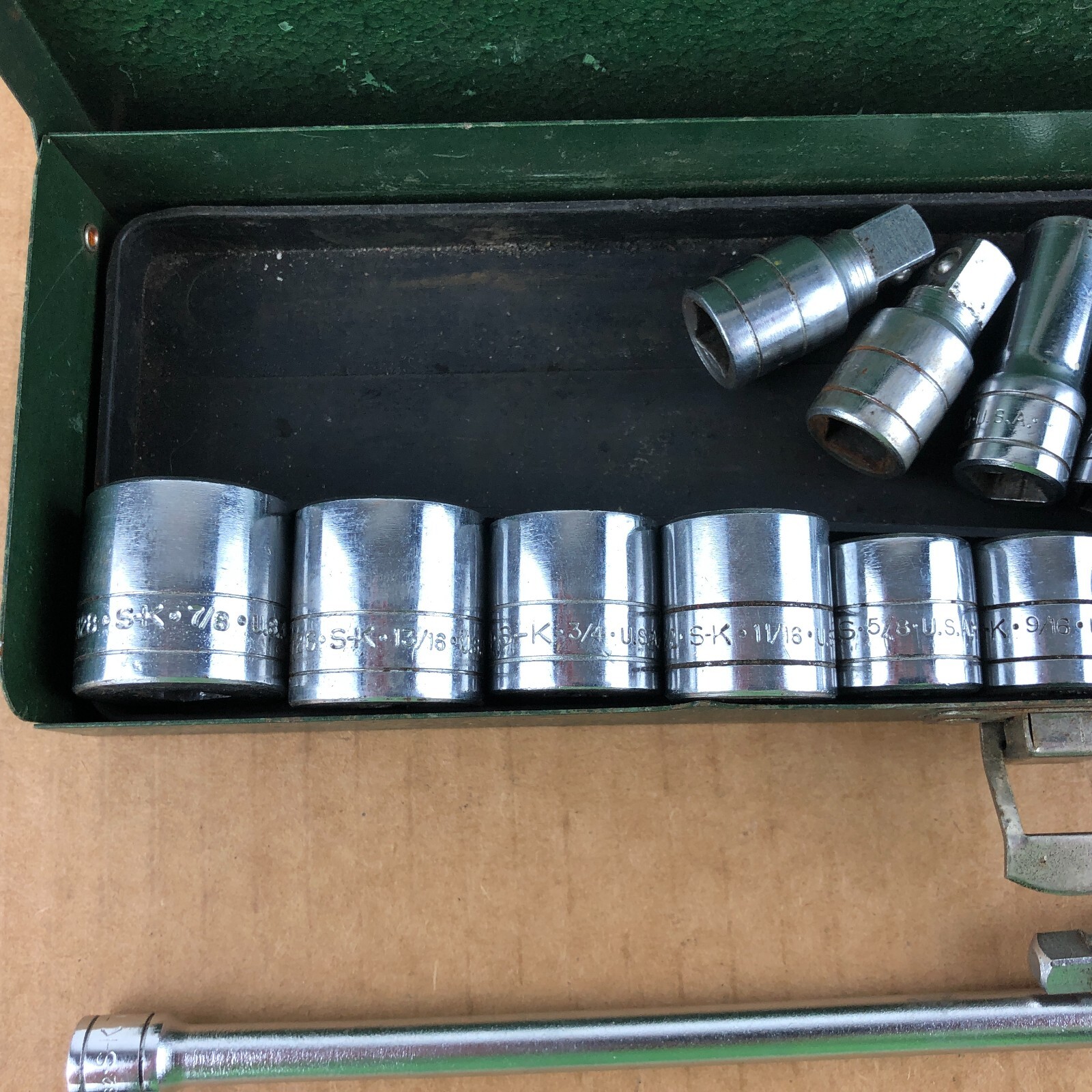 SK Tools 27 Pc Socket Set With Metal Box SAE 1/4″ & 3/8″ Drive Shallow Deep USA