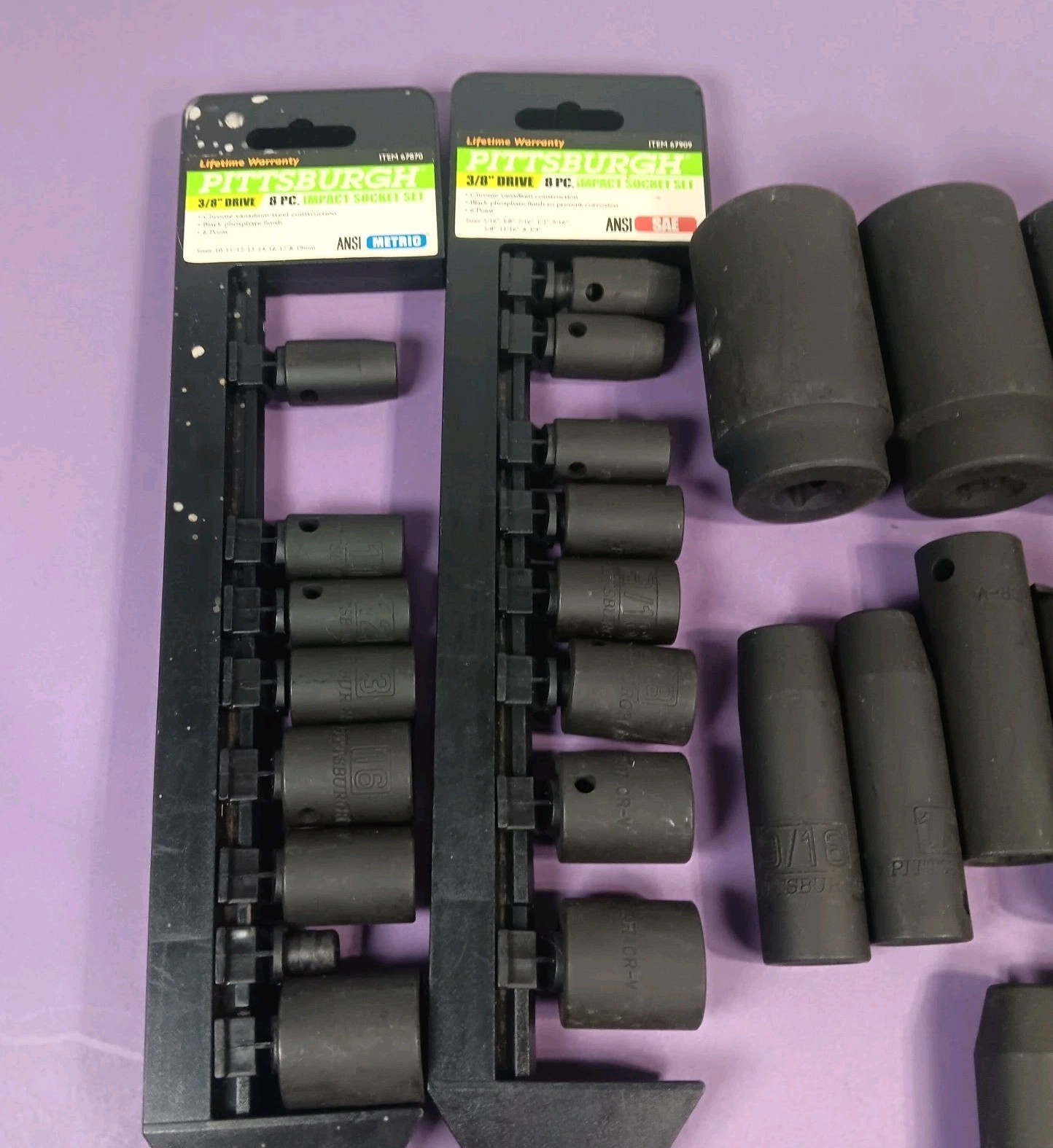Lot of 38 Mixed Impact CRV Deep Sockets 3/4″ & 1/2″ Pittsburgh Tools