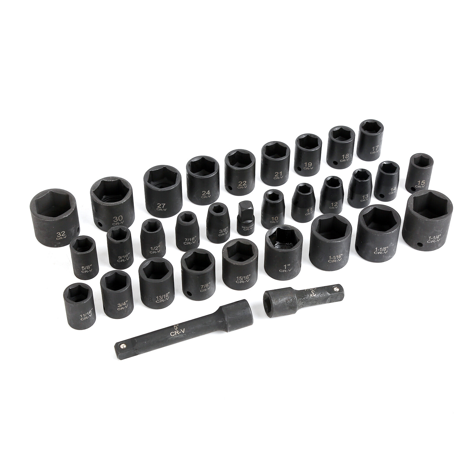 32pc 1/2″ Drive Master Impact Shallow Socket Set, SAE 3/8″-1-1/4″,Metric 10-32mm