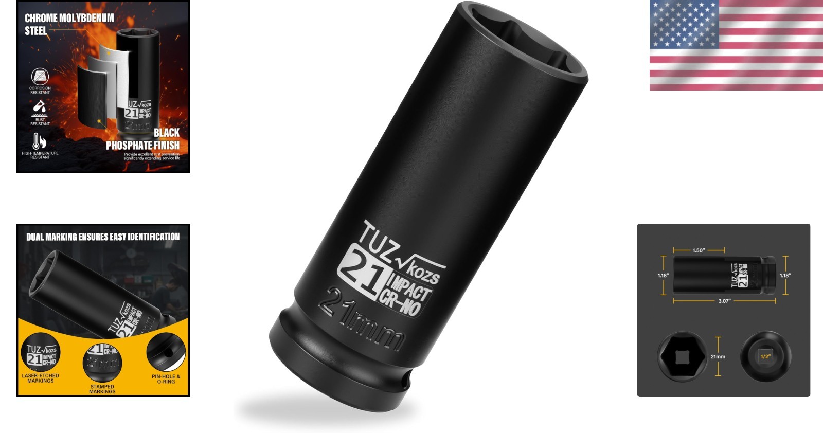 1/2” Drive 21mm Deep Impact Socket, CR-MO Steel – Ultimate Durability Guaranteed