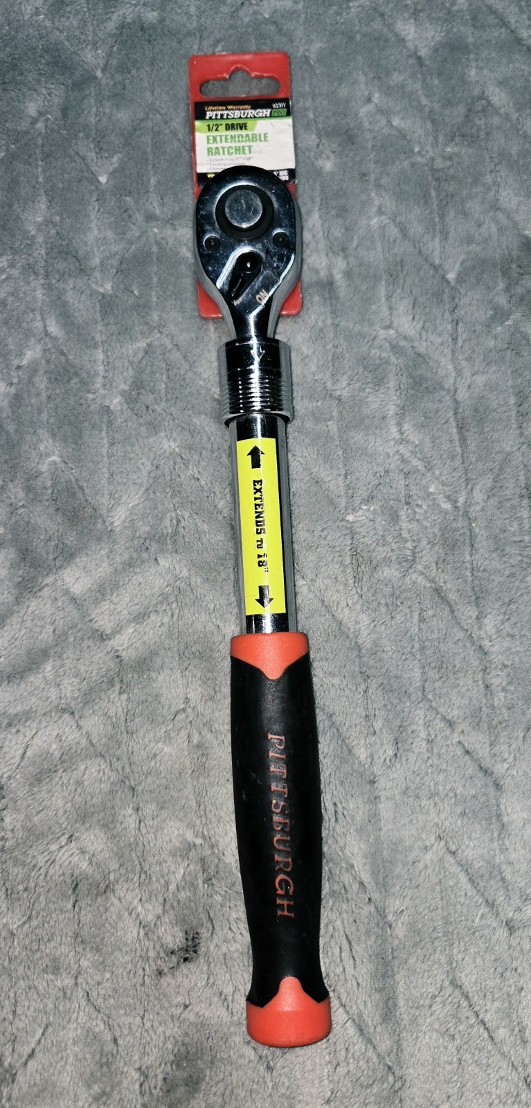 Pittsburgh Pro 62311 1/2″ Drive Extendable Ratchet 12″ to 18″ 72 Teeth 5°Arc…