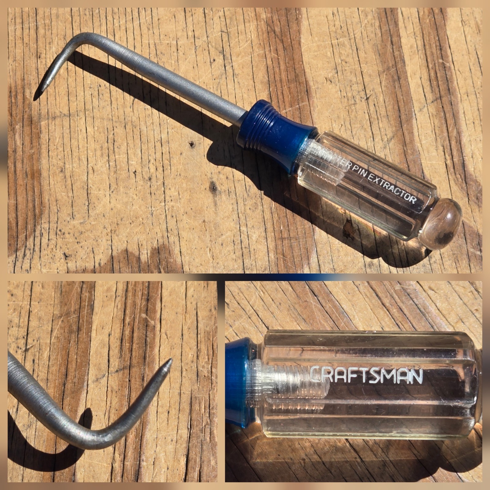 Vintage SEARS Craftsman Cotter Pin Extractor 4319 K WF Made in USA Clear & Blue