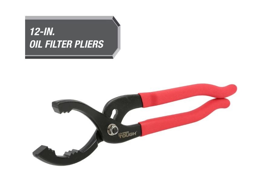 Red 12″ Adjustable Oil Filter Pliers with Non-Slip Handles