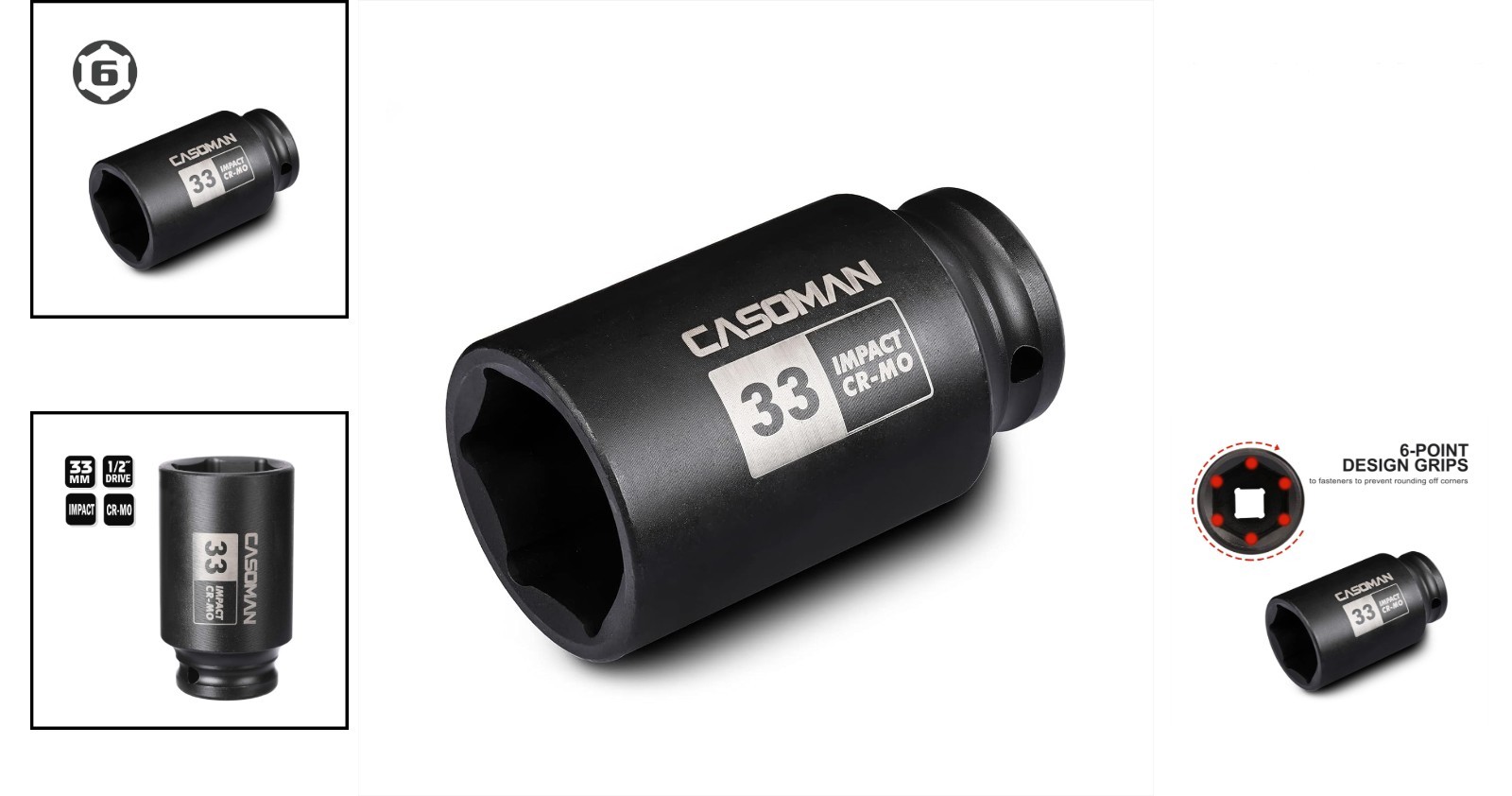 1/2″ Drive x 33mm 6-Point Impact Socket – Chrome Molybdenum Steel