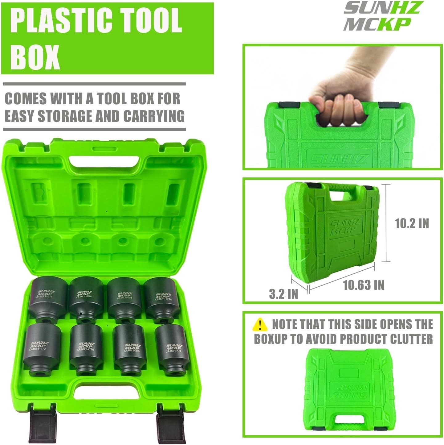 1/2″ Drive Deep 6-Point Impact Socket Set, 8-Piece, 1-1/4″ to 1-3/4″ Size