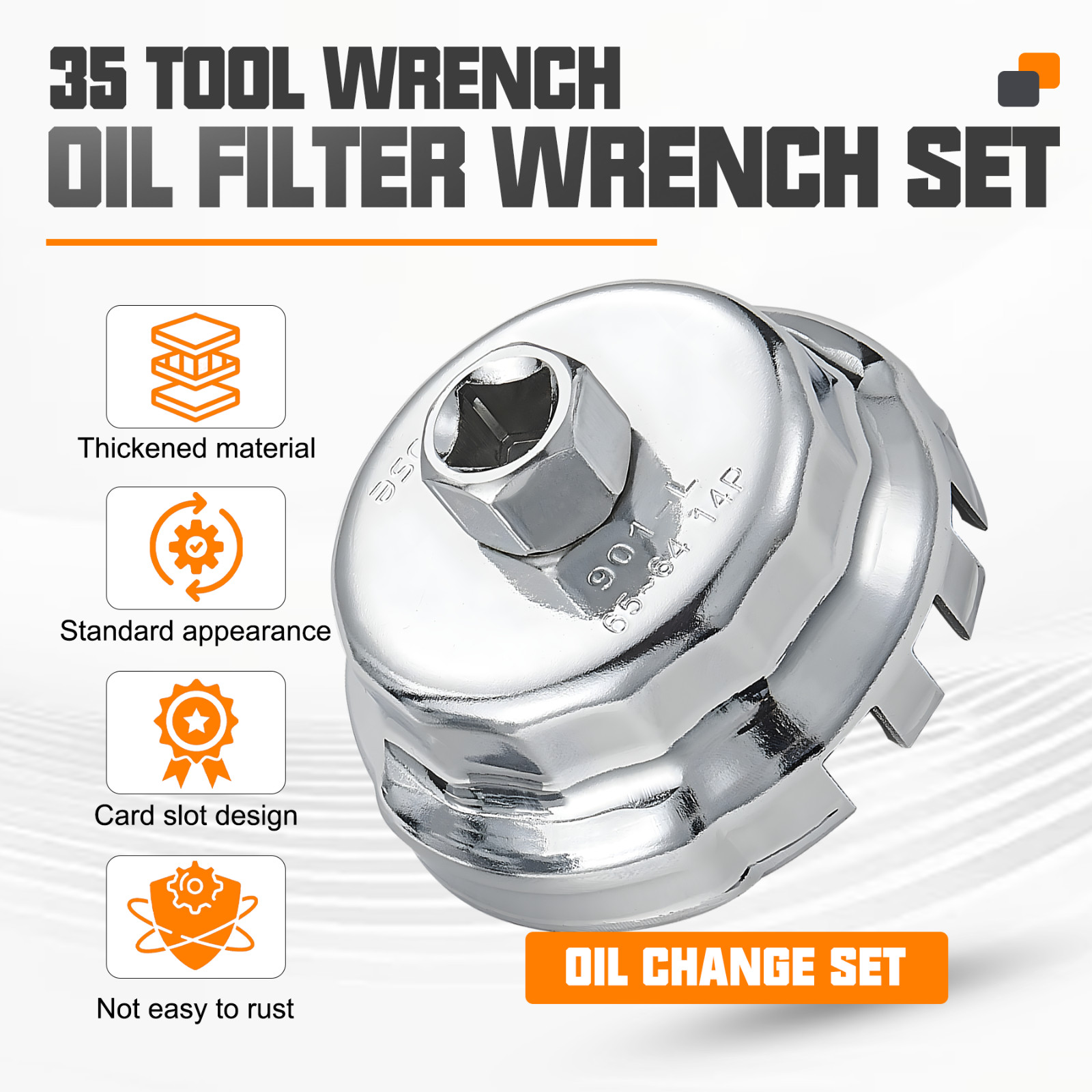 35pc 1/2in Dr Oil Filter Socket Cup Type Adjustable Cap Wrench Removal Tools kit