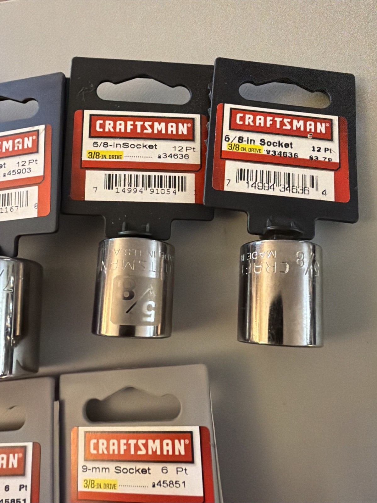 6 Craftsman Easy-Read 3/8Drive 1X-3/deep-45835 1X-7/8-45903 2X 5/8-34636 2X 6MM