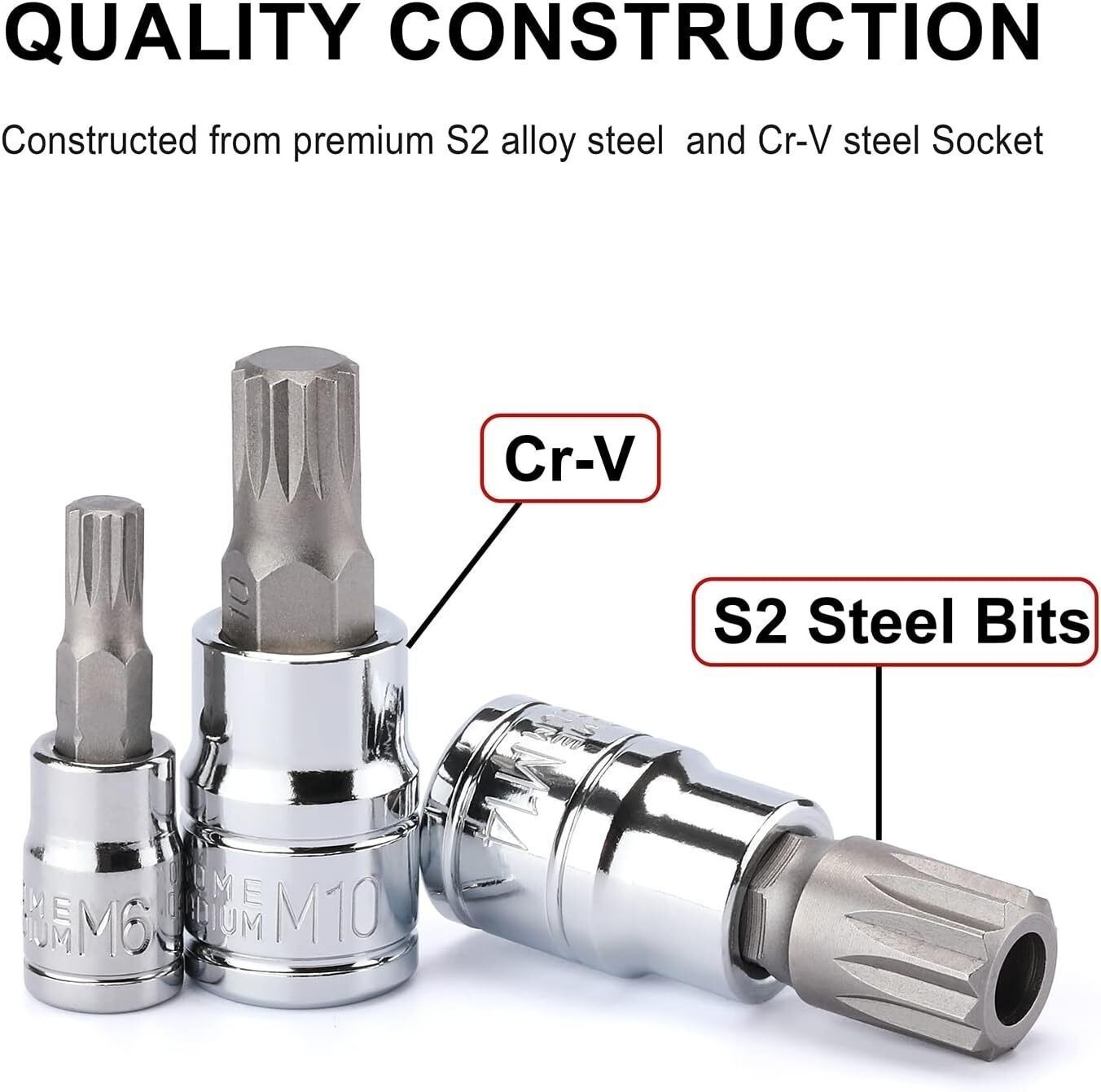 10PCS XZN Triple Square 12 Point Spline Bit Socket Set 4MM – 18MM S2 Steel Bits