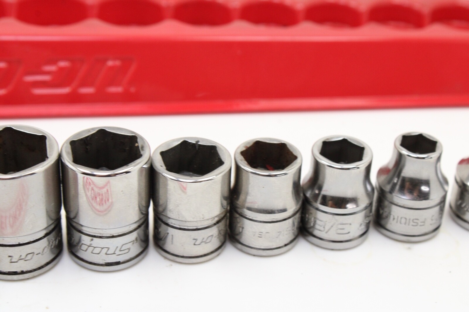 Snap On FS081-FS281 1/4″-78″ 3/8″ Drive 6 Point 11 Piece Shallow Sockets Set USA