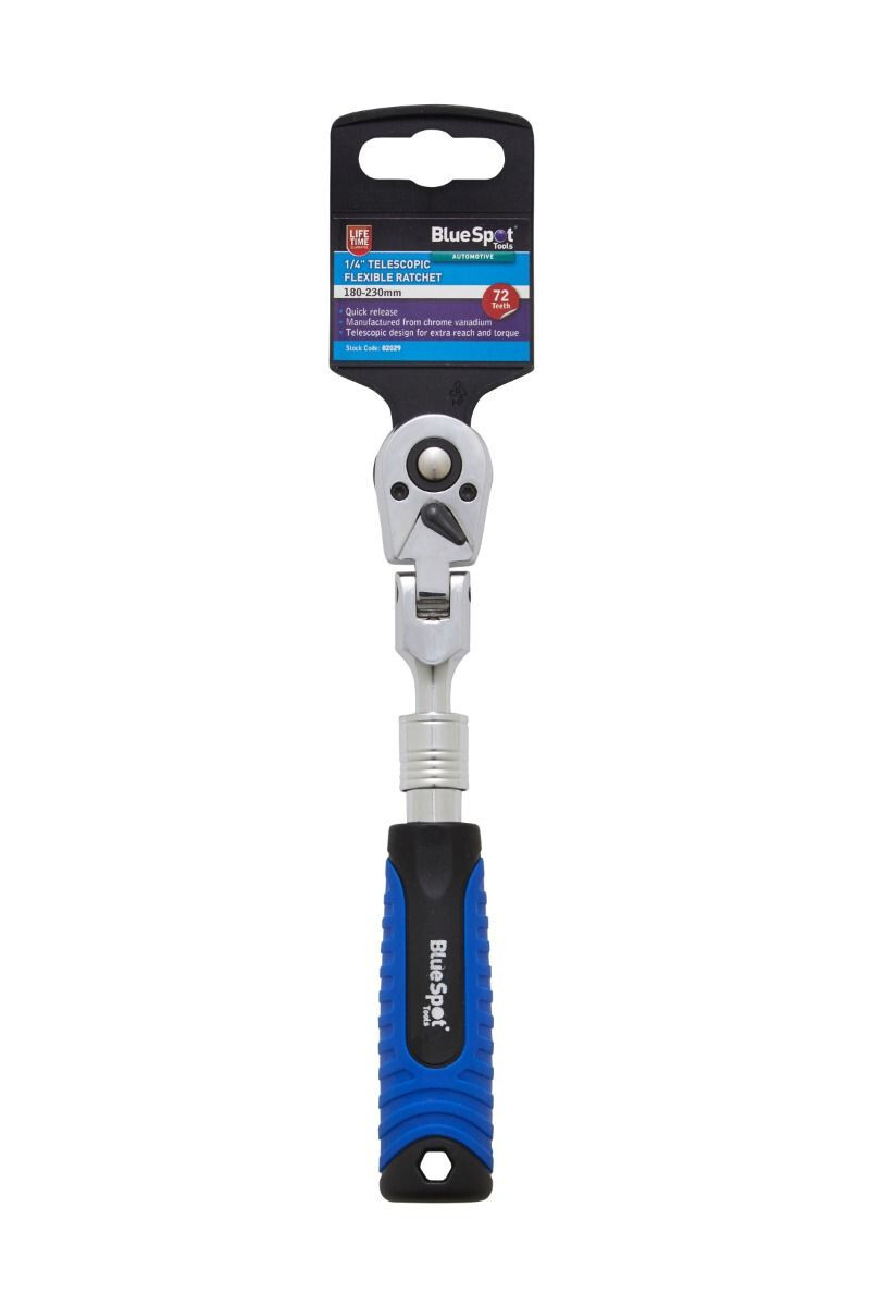 Blue Spot Tools 1/4»D Telescopic Flexible Ratchet 180mm – 230mm 72 Teeth * MD3