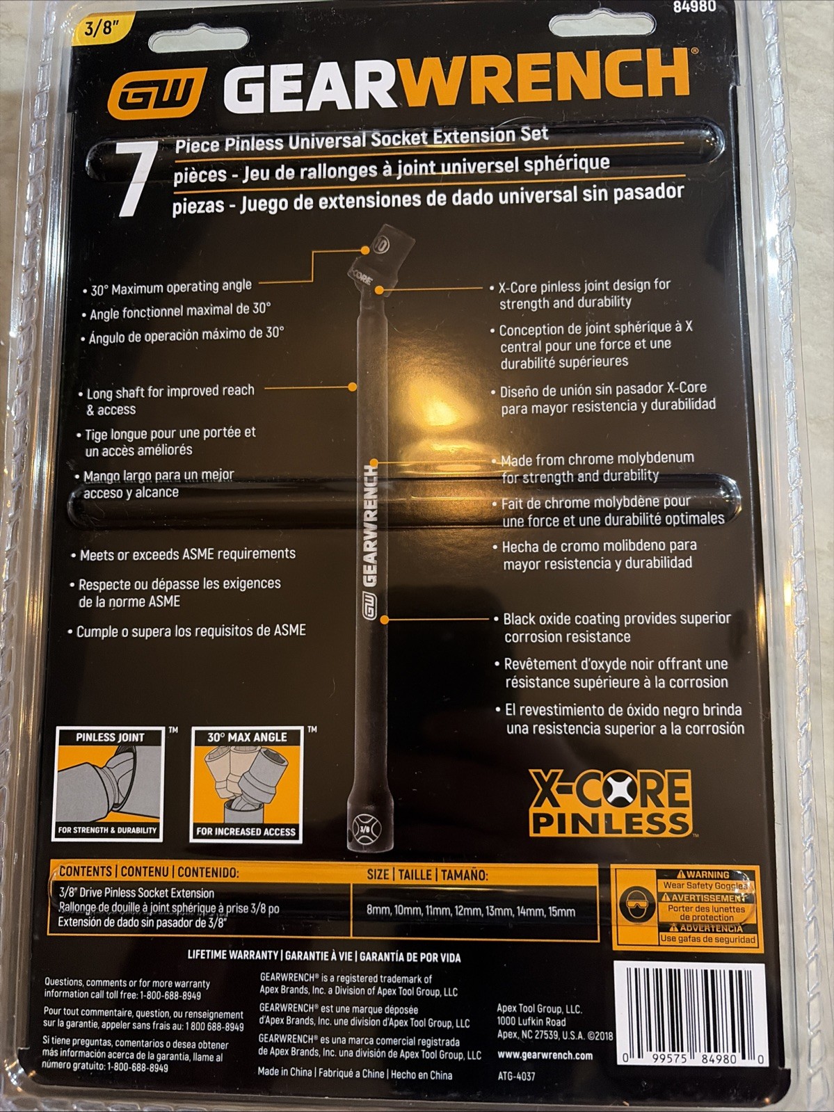 LONG PINLESS UNVERSAL SOCKET EXTENSION SET – metric sockets – Gear Wrench Tools