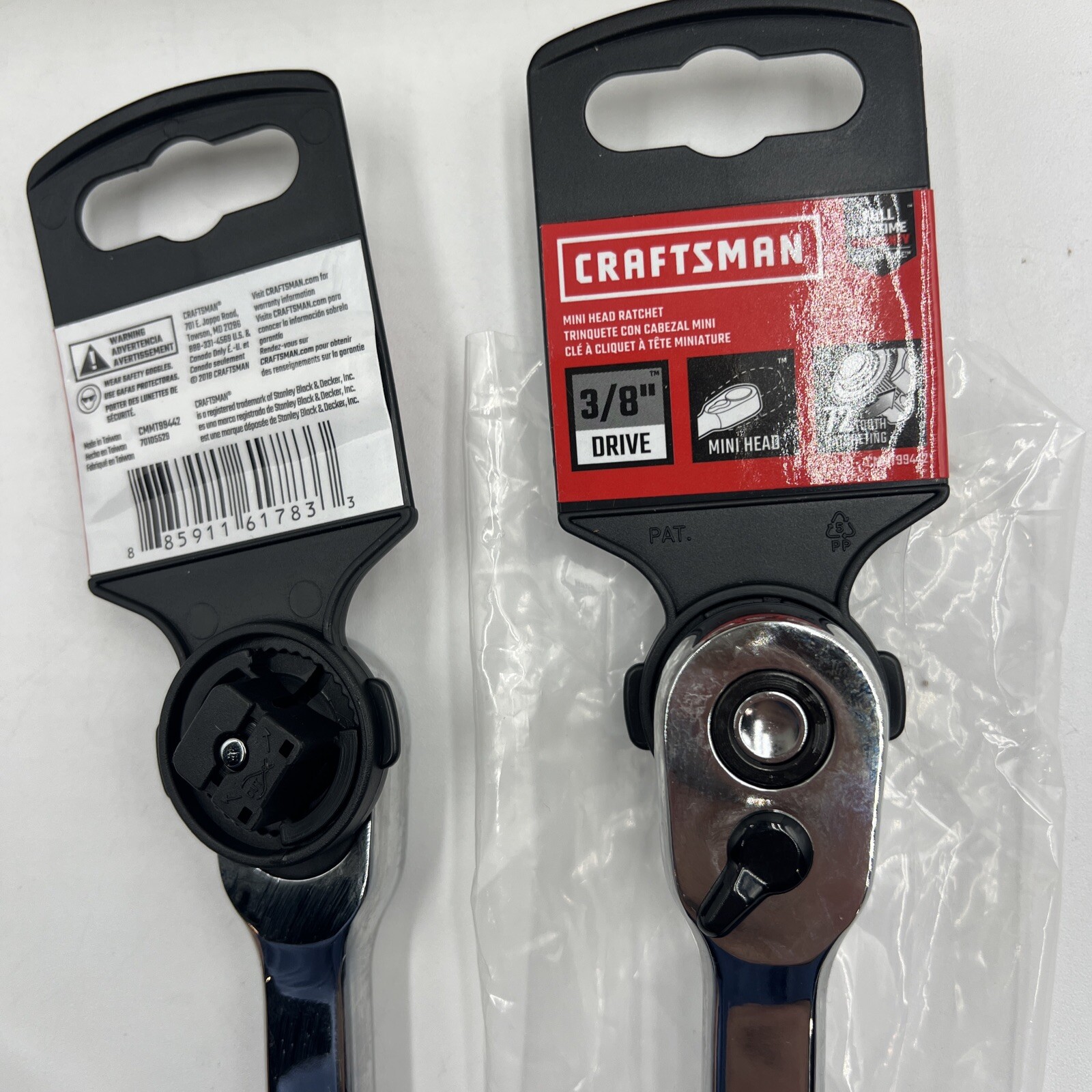2 CRAFTSMAN 72 Tooth 3/8” Drive Mini Head Ratchets CMMT99442 – New