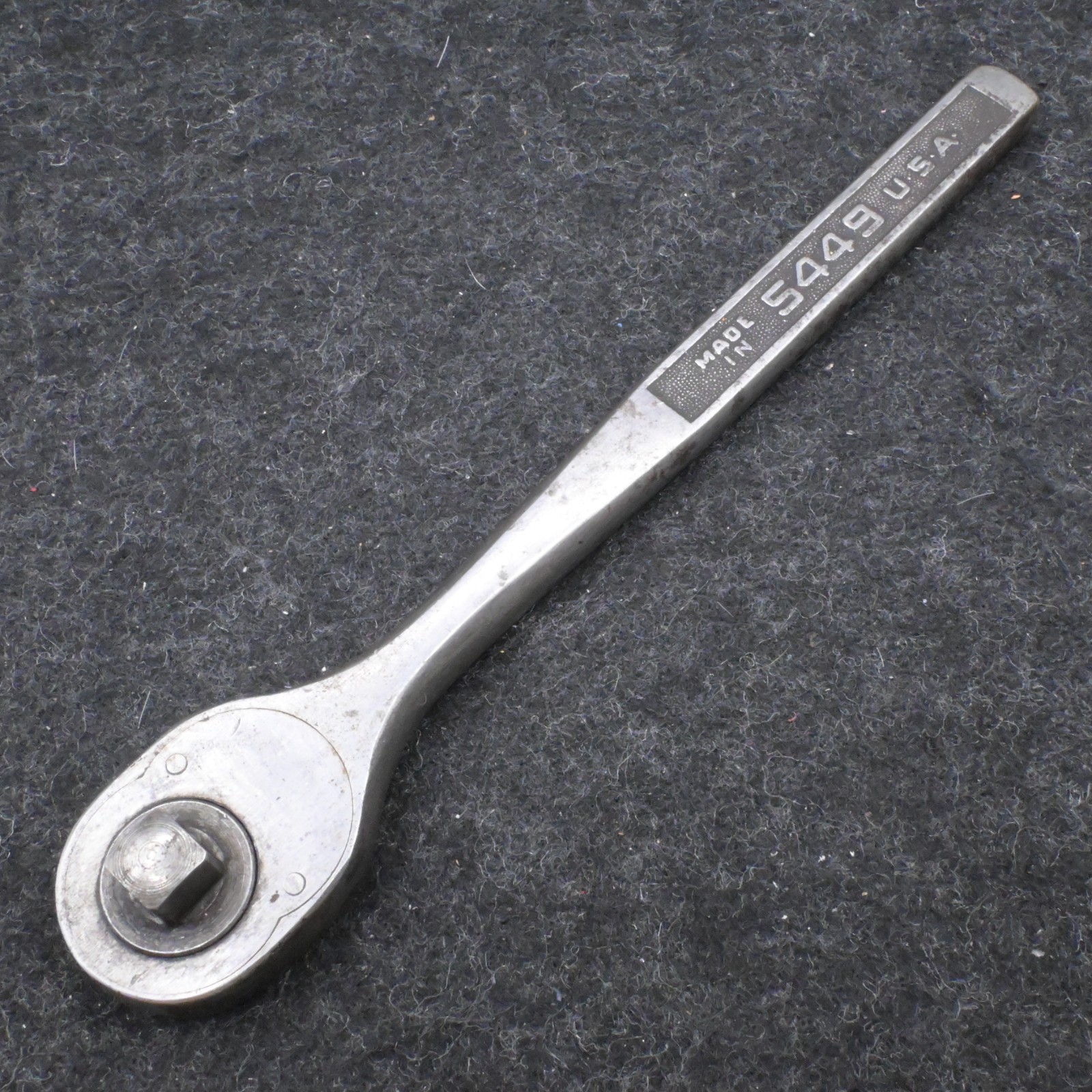 VINTAGE PLOMB PLVMB 5449 1/2″ DRIVE RATCHET PEBBLED Handle FINISH Made In USA