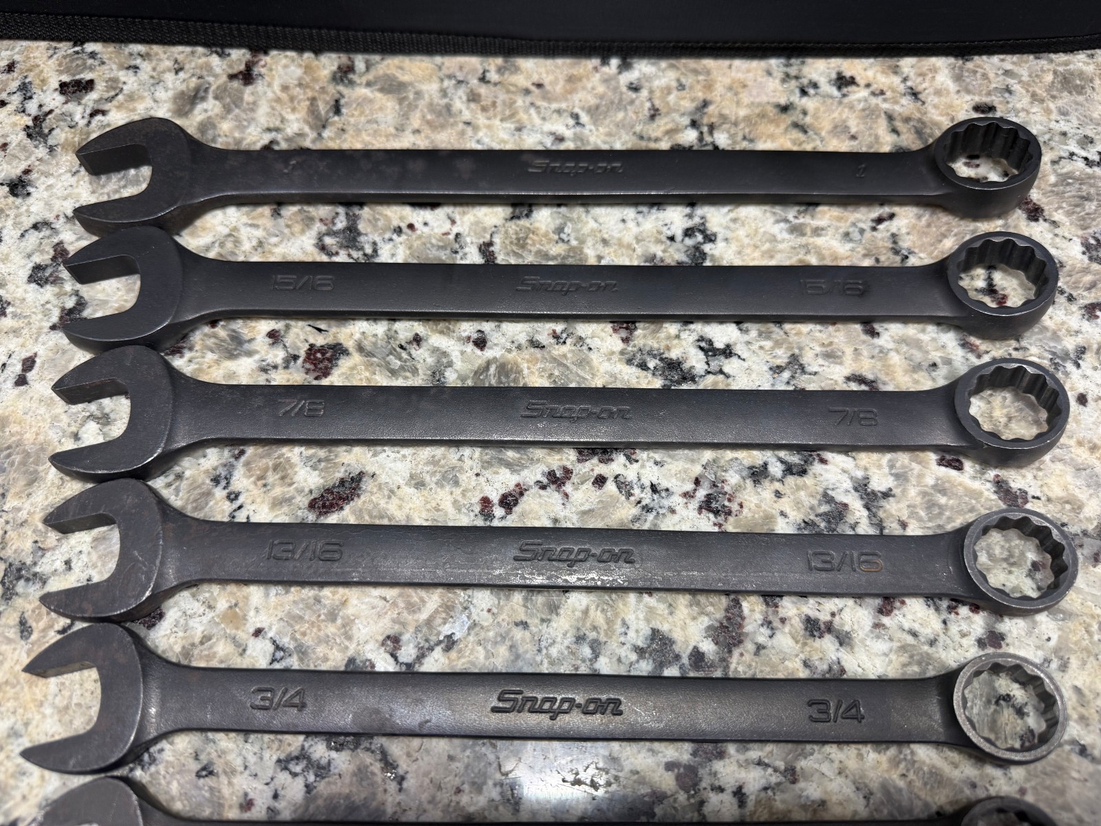 Snap On 11pc Flank Dr SAE Combination Wrench Set 3/8″-1″ Black Industrial finish
