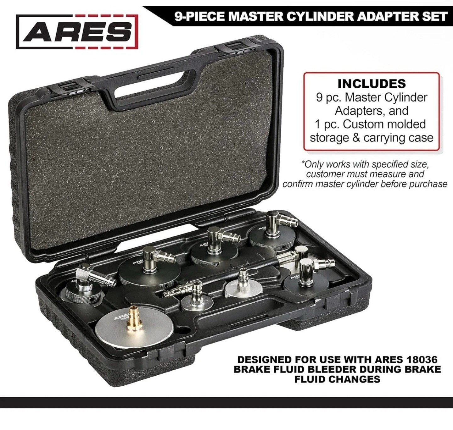 ARES 18038 9 Piece Master Cylinder Adapter Set – Adapters Brake Bleeding