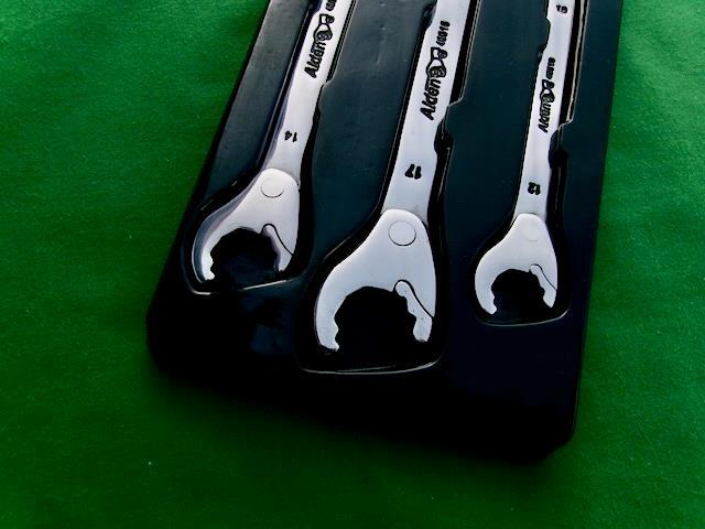VINTAGE ( 3-PIECE ) ALDEN WRENCH RATCHET SET METRIC 10MM – 17MM WITH ORIG. BOX