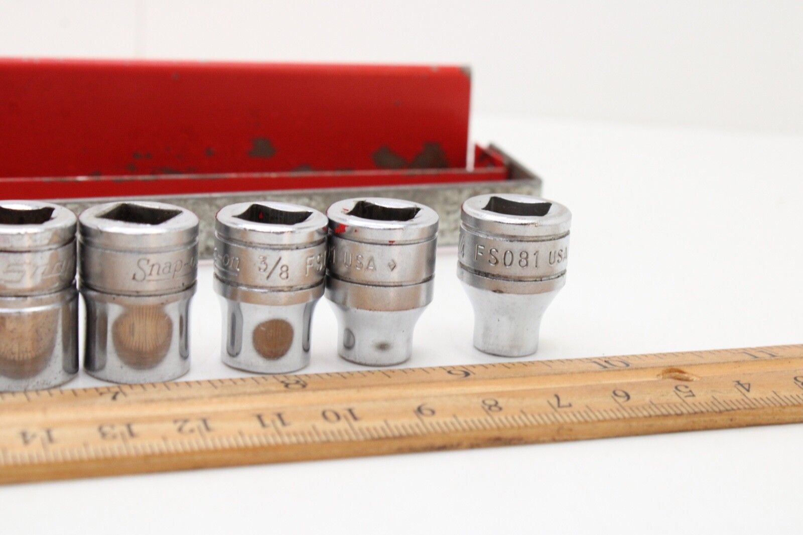 Snap On FS081-FS281 1/4″-78″ 3/8″ Drive 6 Point 11 Piece Shallow Sockets Set USA
