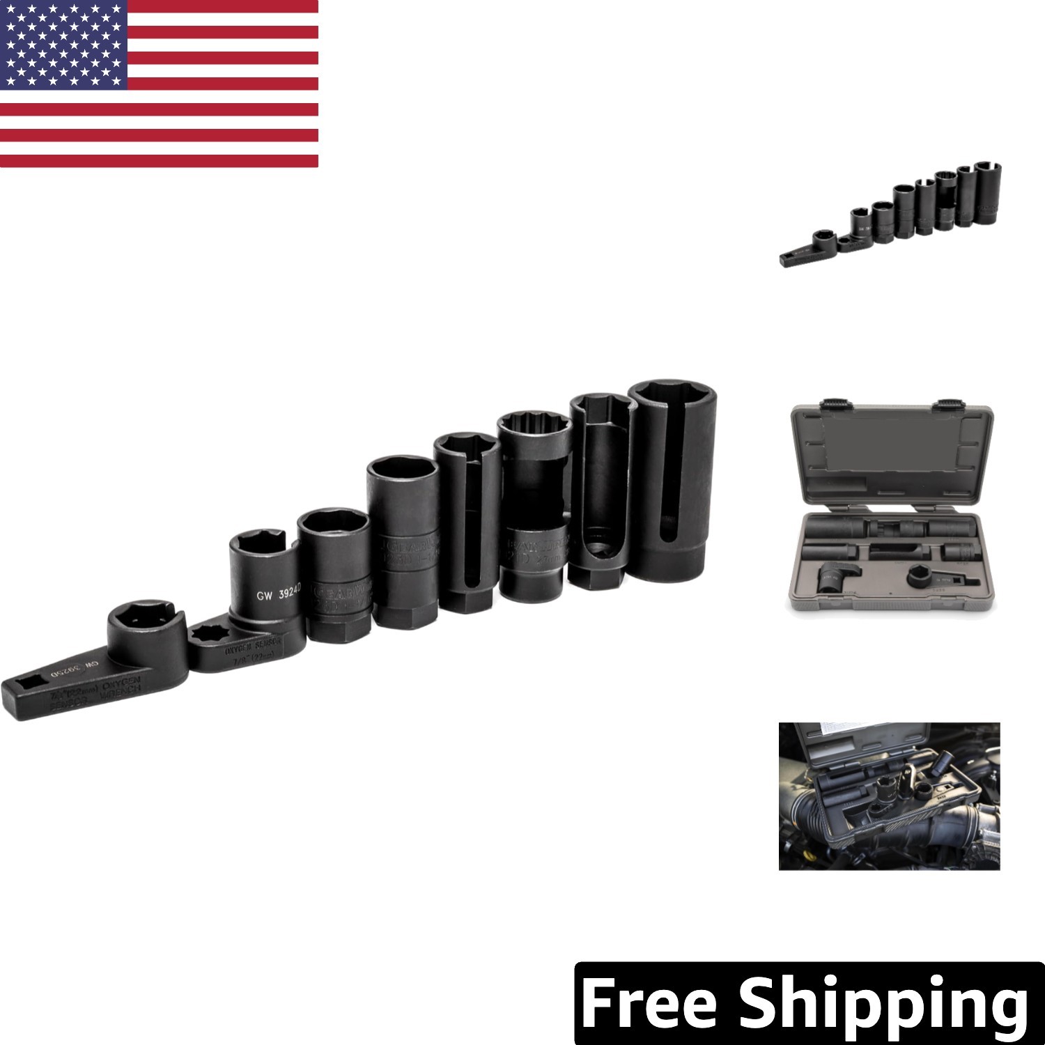 Essential 8-Piece Chrome Molybolydemum Sensor Socket Set for Automotive Repairs