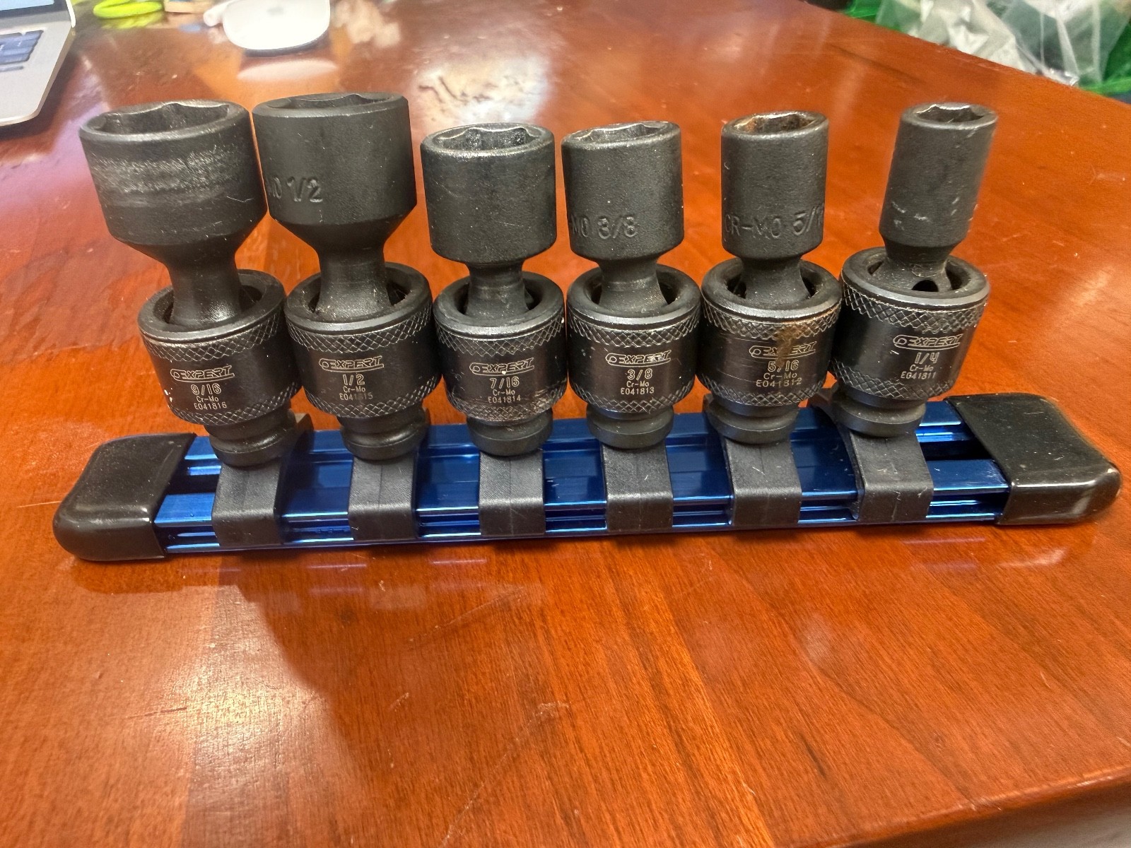 Expert 6 Pc 1/2″ Drive SAE Universal Swivel Impact Socket Set 1/4″ to 9/16″