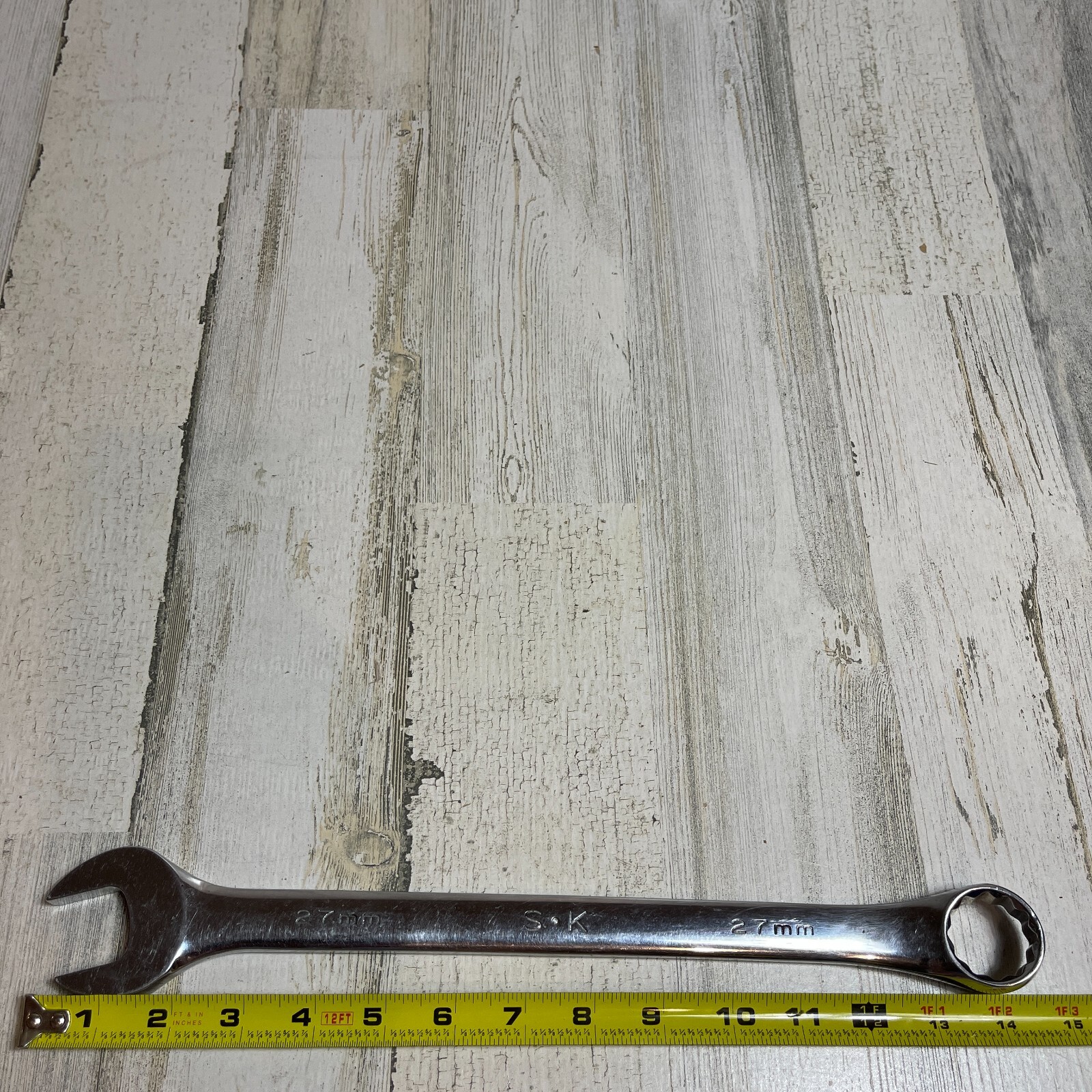 88327 S-K Pro Tools 27mm 12pt Metric Regular Combination Chrome Wrench 14.5″L SK