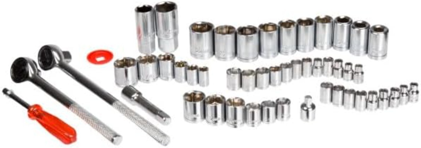 52-Piece Drive Socket Set – 1/4, 3/8 and 1/2 Sockets – SAE and Metric Tools f…