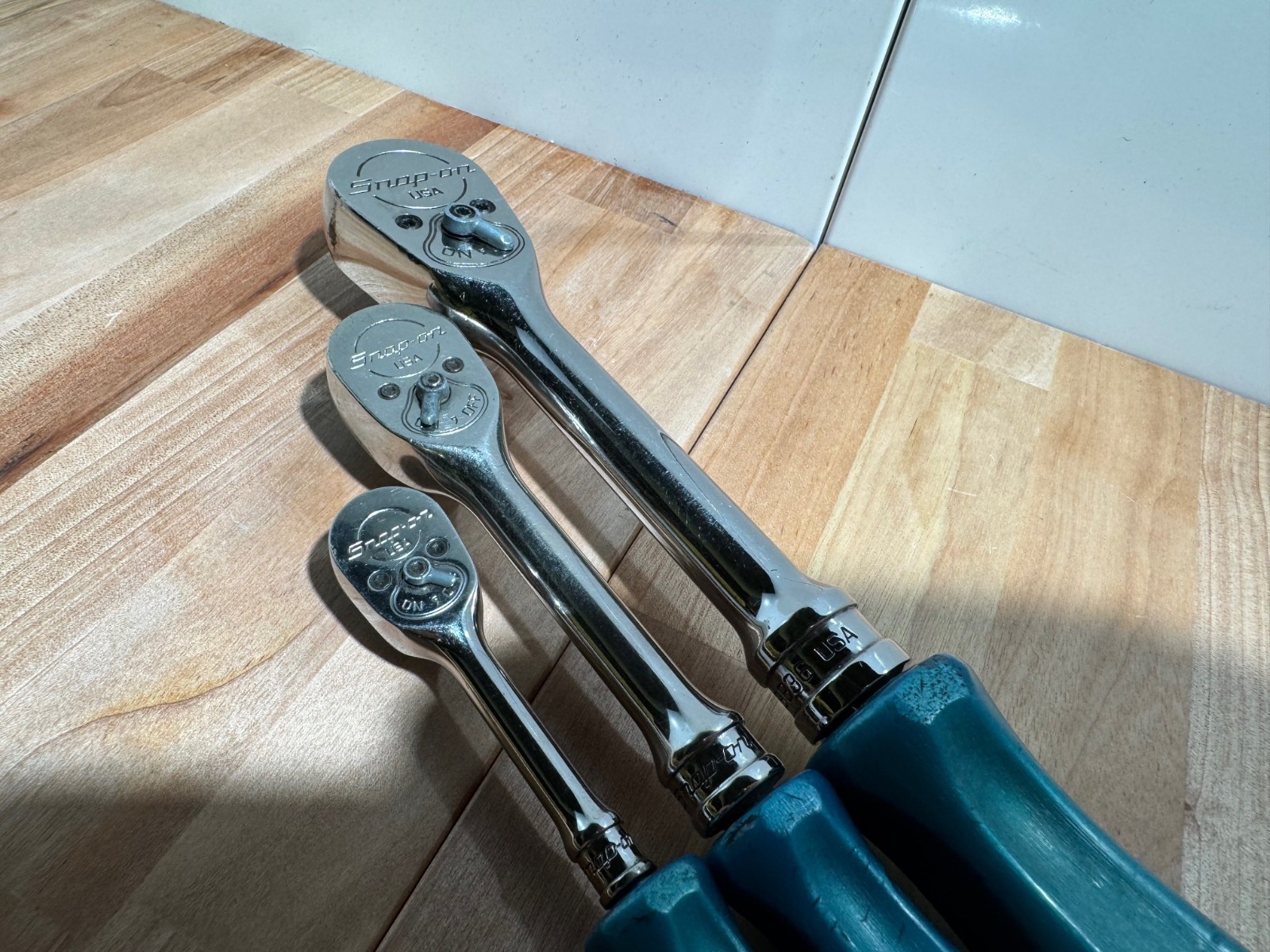 Snap-on S836/F836/TML836 1/2″ 3/8″ 1/4″ Drive rare Pearl Blue Ratchets 3Pc Set