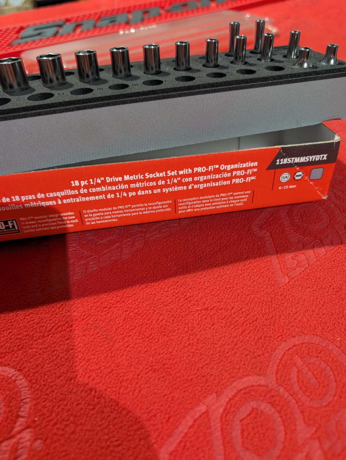 Snap On BRAND NEW #118stmmsyfdtx 18pc Socket Set 1/4dr Metric 4mm-15mm FOAM Gray