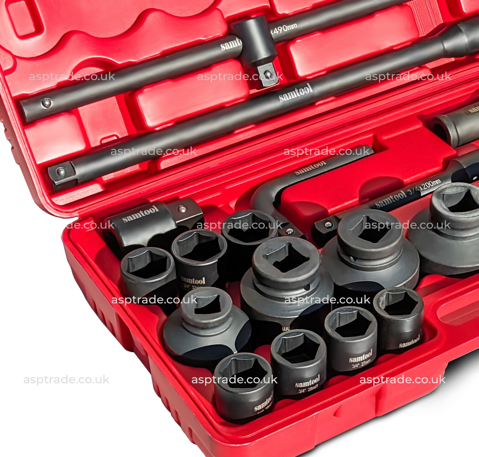 26-pcs 3/4 Inch Drive Metric Deep Impact Socket Set 21-65mm 1 Inch Adapter UK