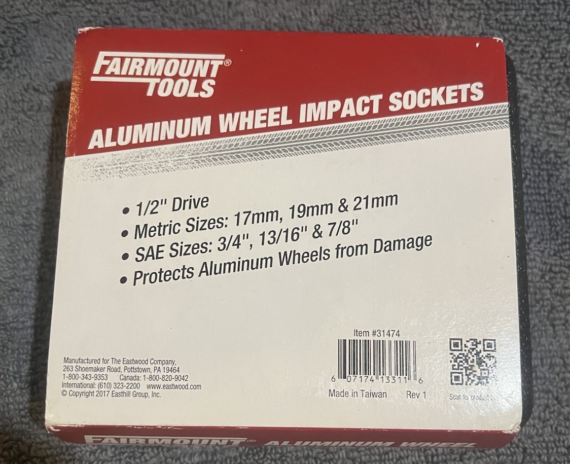 New Fairmount Tools 1/2” Drive Metric & SAE Aluminum Wheel Impact Sockets 31474