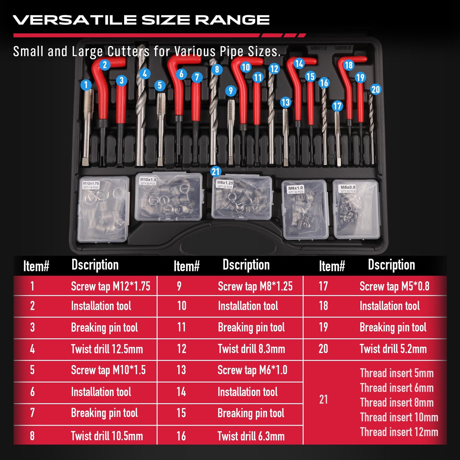 SEDY Helicoil Thread Repair Tool Kit: 320-Pc SAE & Metric Master Kit