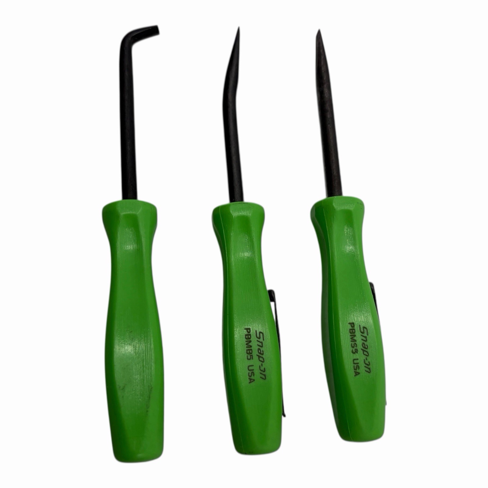Snap On Tools Mini Pocket Pry Bar Set 3 piece Green 5 inch Straight Bent 90