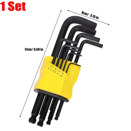 Allen Hex Key Set with Magnetic Ball End Metric Long Folding Colour Coded UK