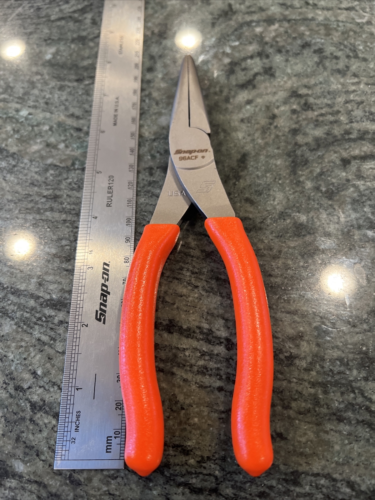 Snap-On 96acf 8″ talon grip needle nose pliers orange new
