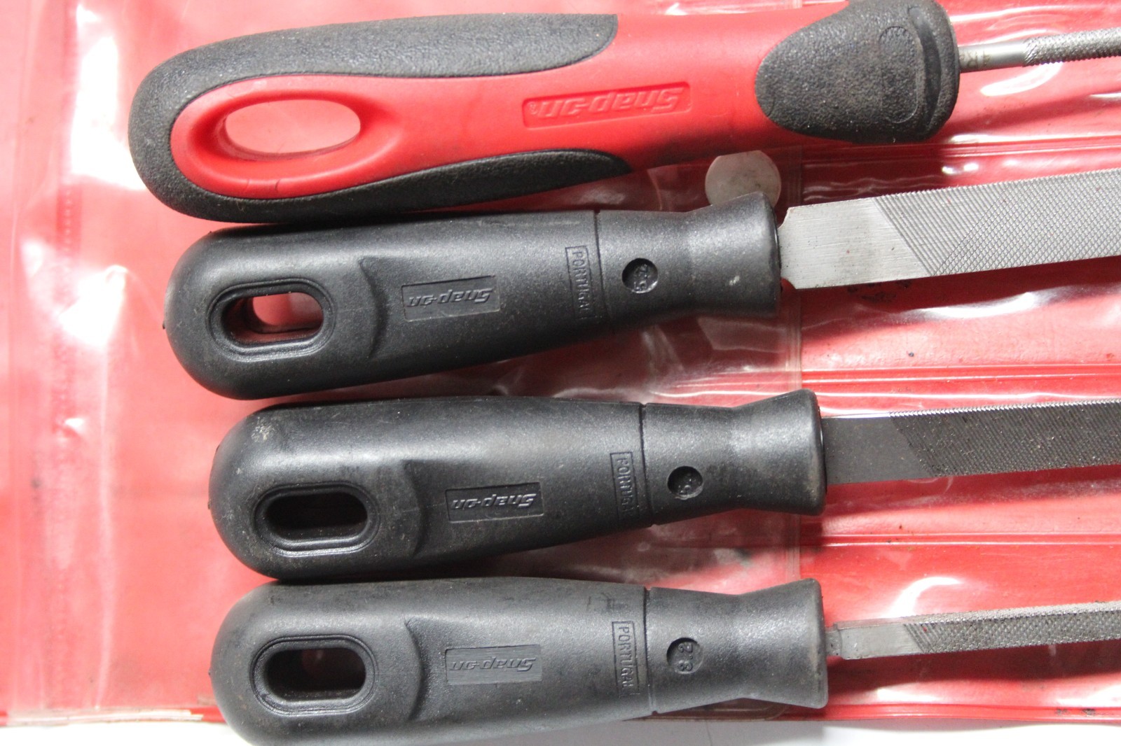 SNAP-ON TOOLS 4 pc RED/BLACK Grip Handle Miniature Key File Set