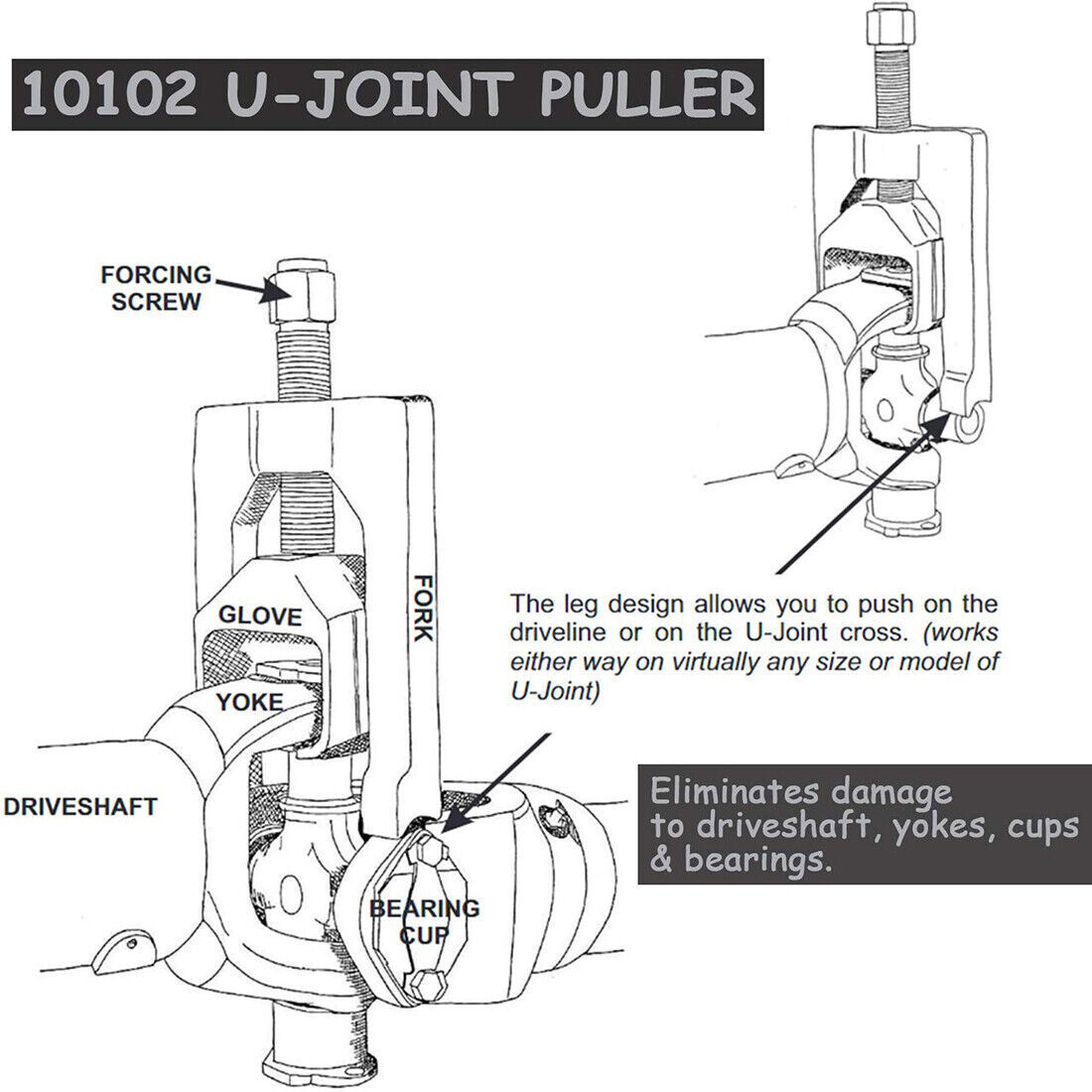 Heavy-Duty Truck 10102 U-Joint Puller & 5192 Bearing Cup Installer Tool Set