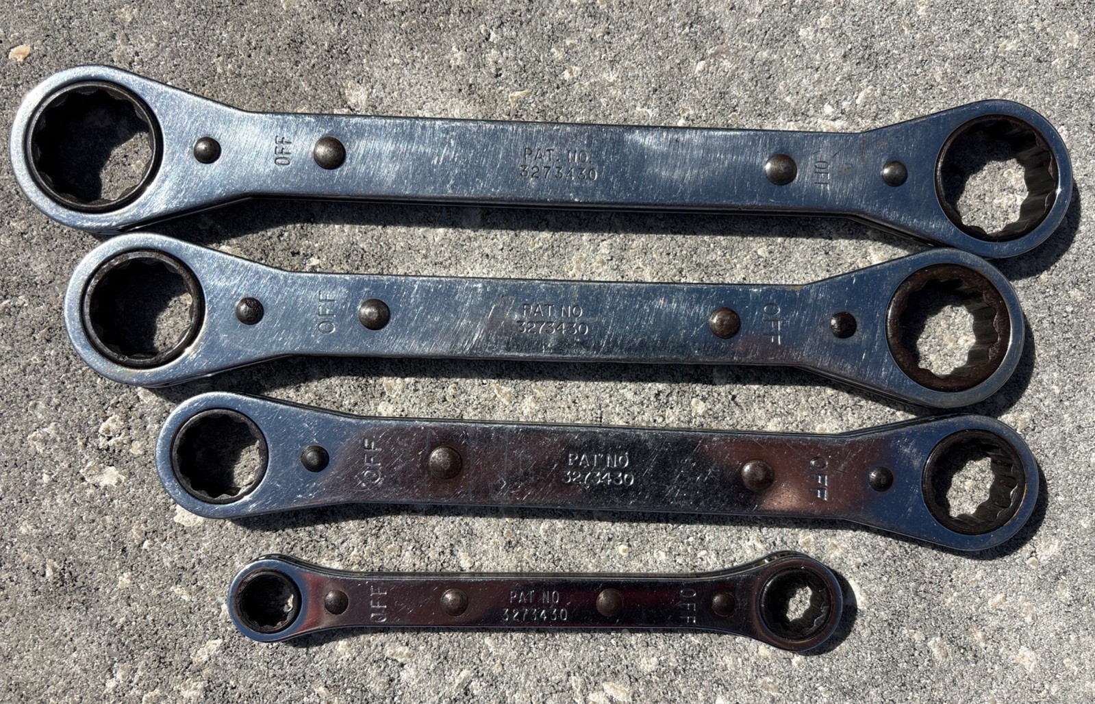 Snap On 4 Piece Ratcheting Double Box End Wrench Set SAE 3/8” To 15/16”