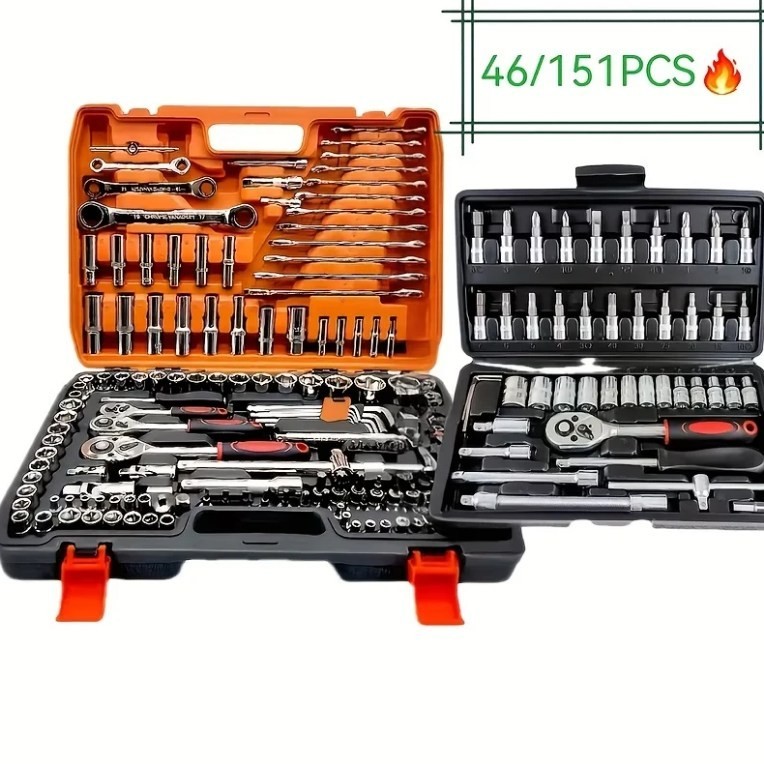 150/46pcs Socket Tool Set – Durable Chrome Vanadium Steel, Ratchet Wrenches, Aut
