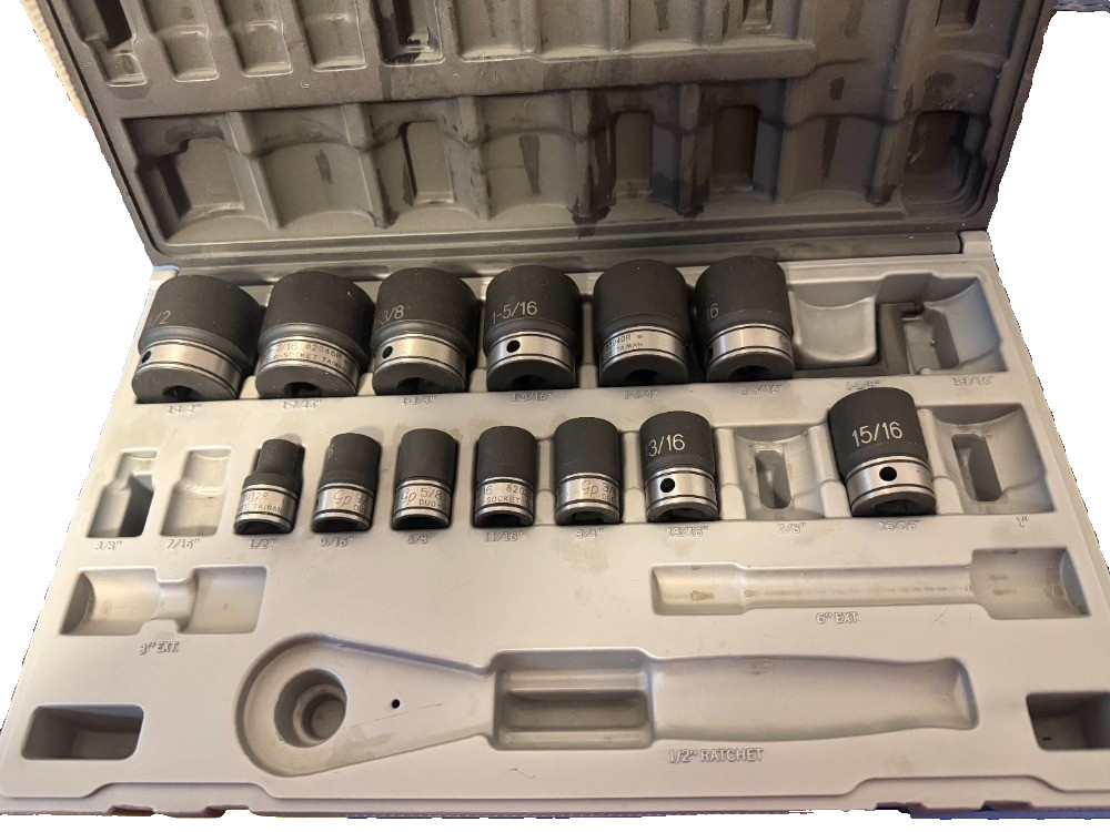 Case Only Grey Pneumatic 1/2″ Drive 6 Point 22 Pc Fractional Deep Duo Socket Box