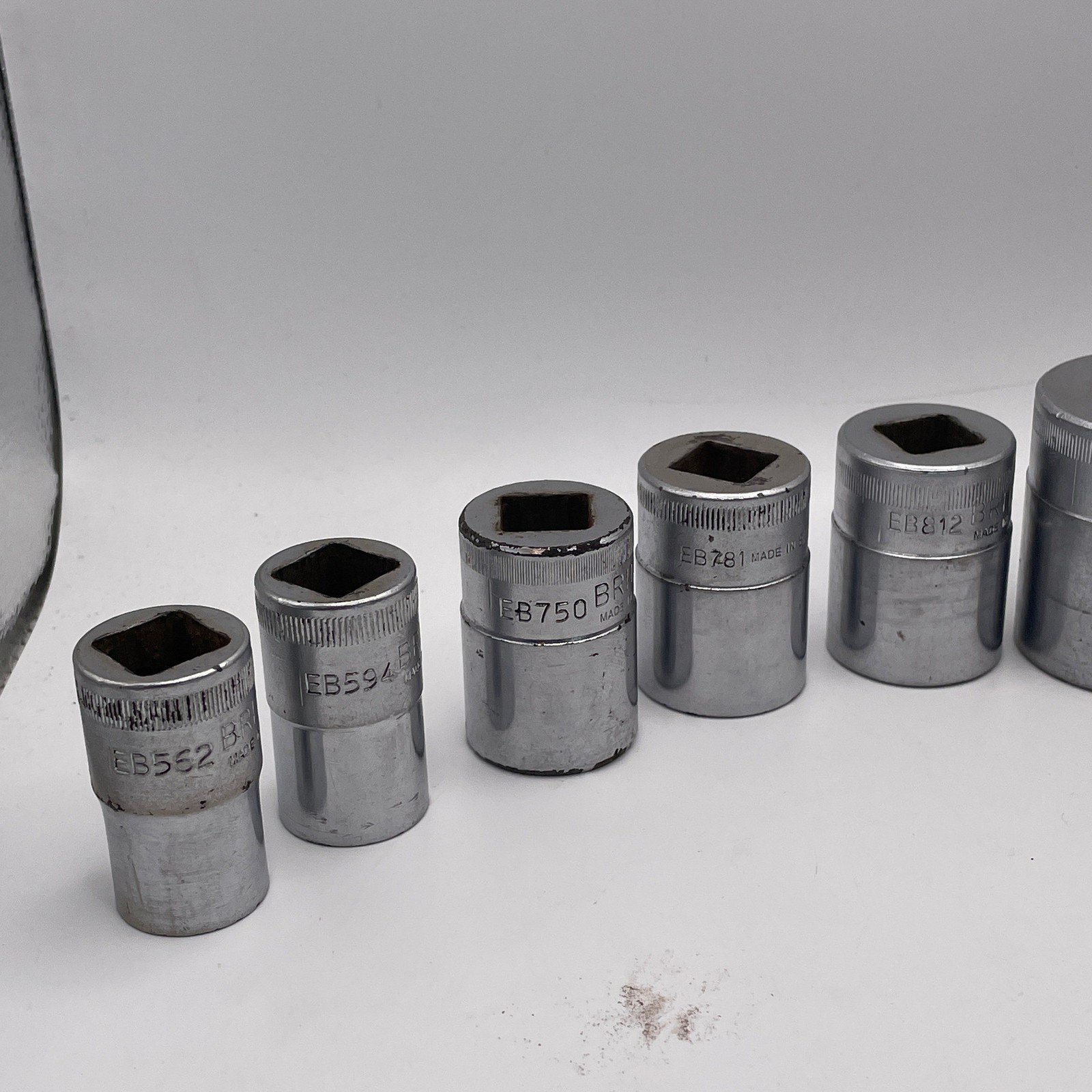 9 Vintage Britool AF Sockets 9/16-1 1/4in 1/2in Drive Made England