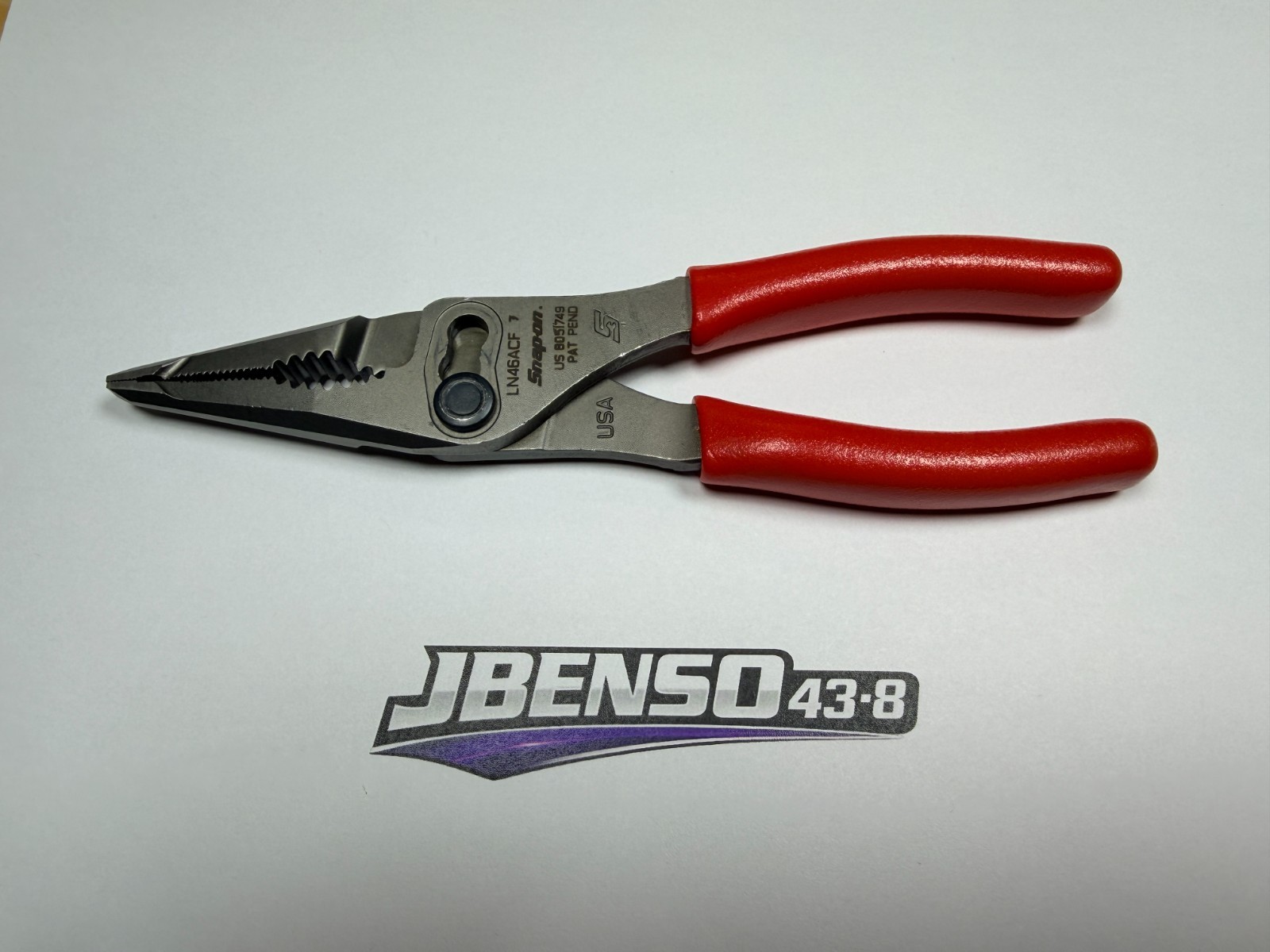 Snap-On Tools USA NEW RED 7″ Soft Grip Long Nose Slip Joint Pliers LN46ACF