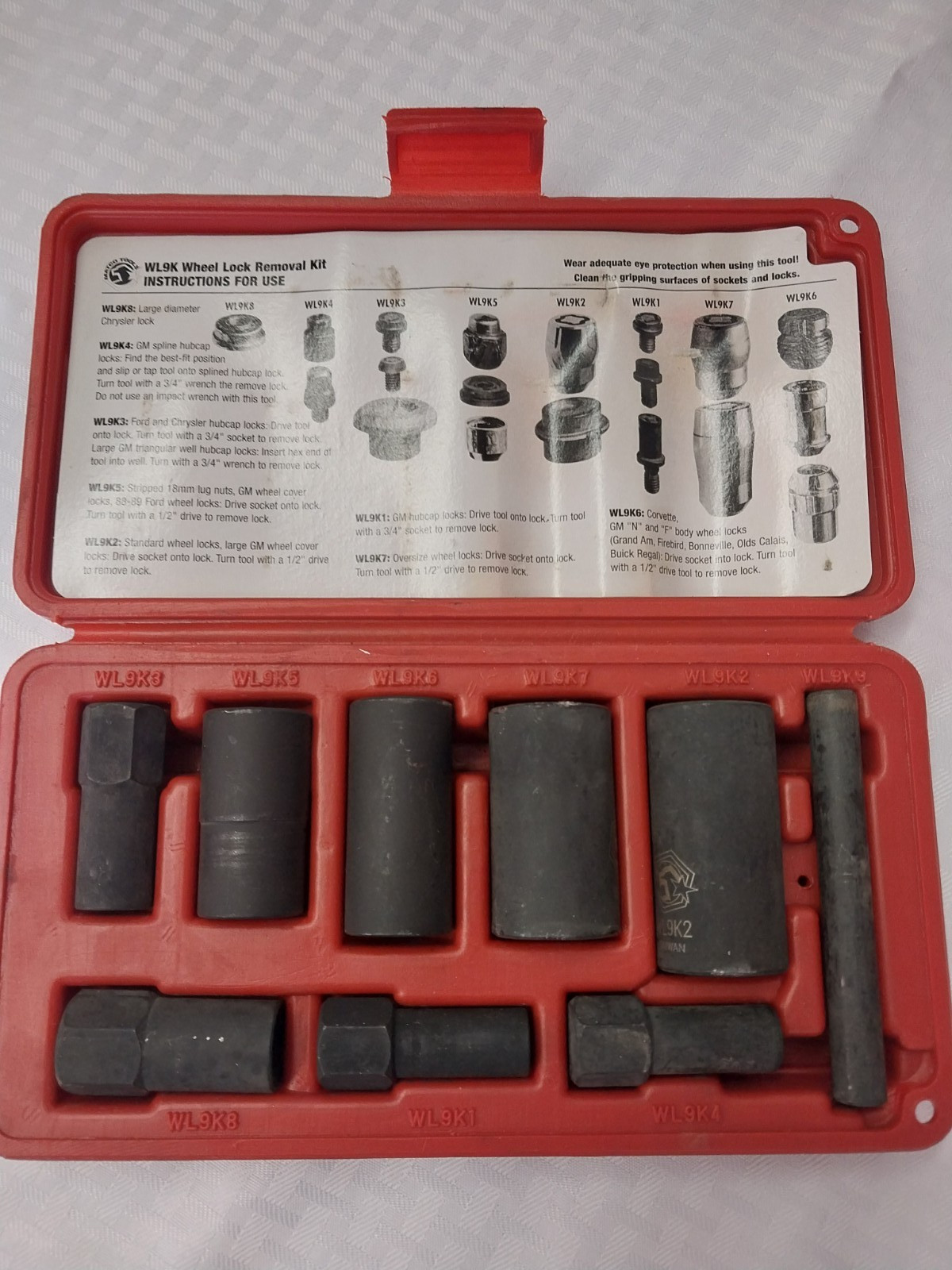 Matco Wheel Lock Removal Kit WK9K. Complete with all parts & original hard case