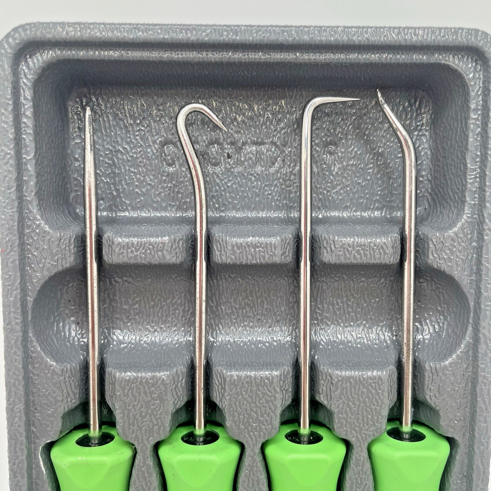 Snap On Tools Instinct Mini Soft Grip Pic 4 Pc Set Green w/ Tray SGASA204CG #T1