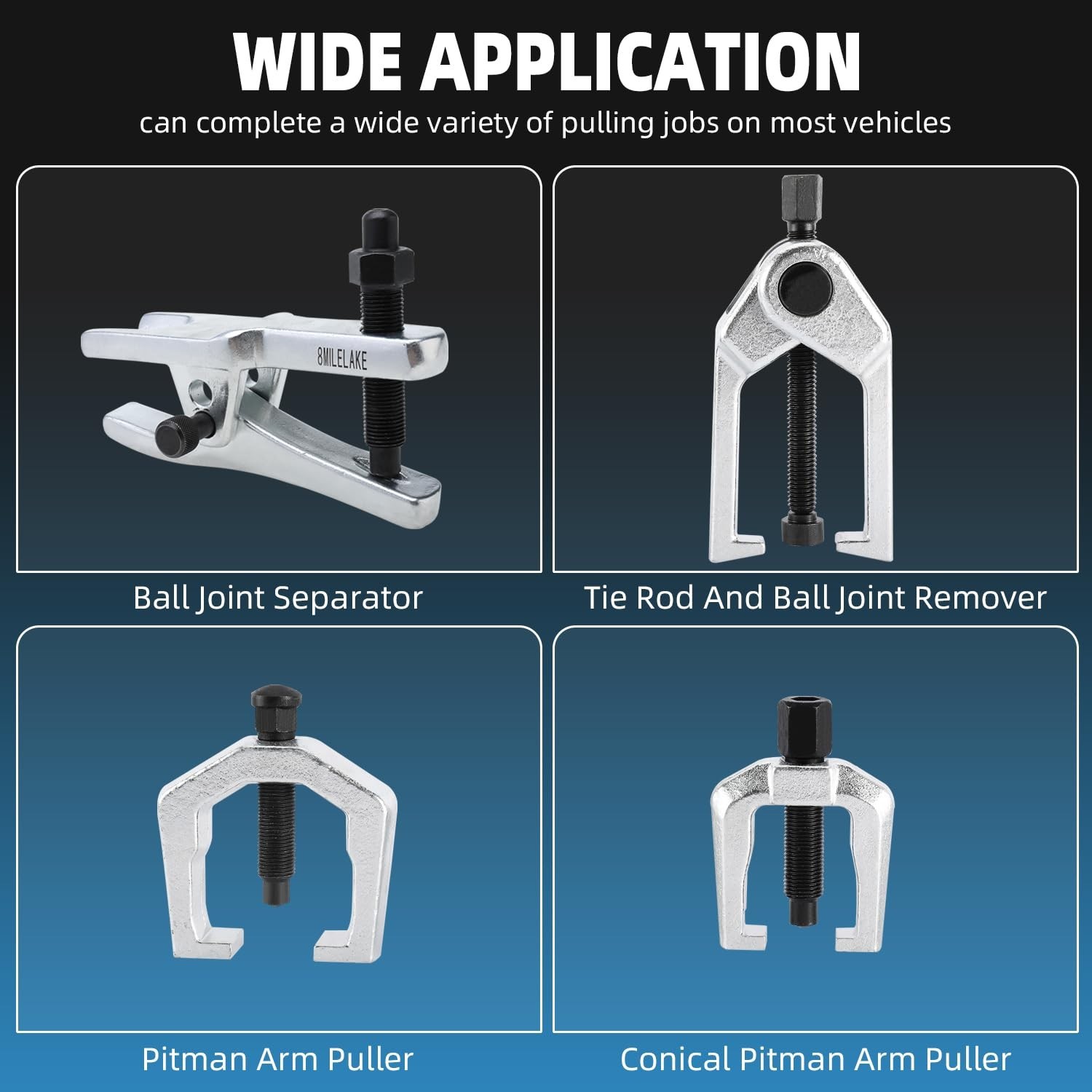 8MILELAKE 6pc Front End Service Tool Kit Ball Joint Separator Pitman Arm Tie …