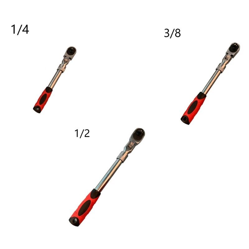 Flexible Head Carbon Ratchet Wrench Set – 1/4, 3/8, & 1/2-Inch Drives Extendable