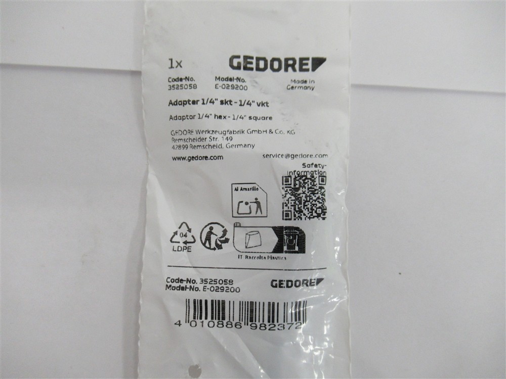Gedore E-029200 , Adapter , 1/4″ Hex x 1/4″ Square